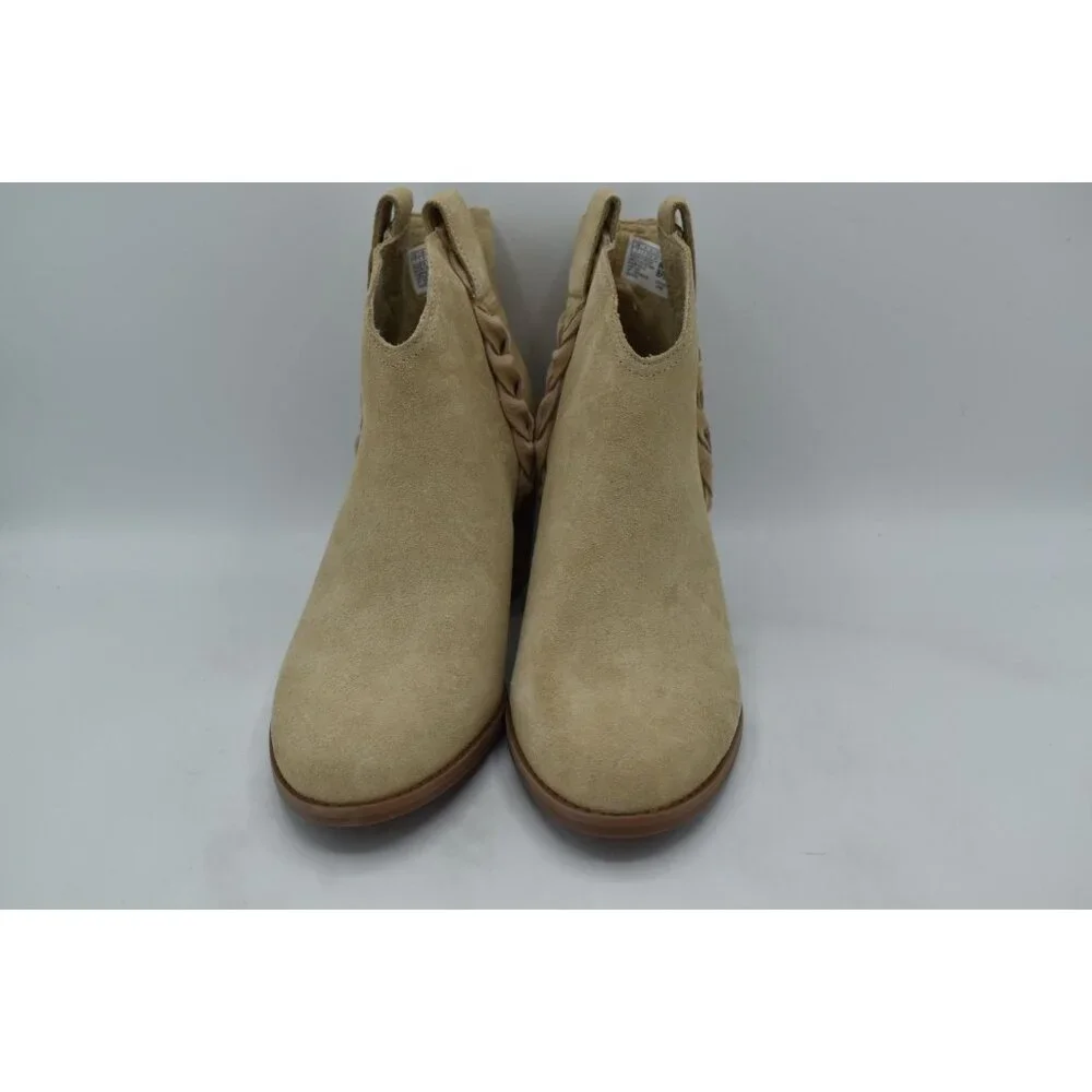 TOMS Womens Size 8 Constance Braided Oatmeal Suede‎ Western Booties Boots